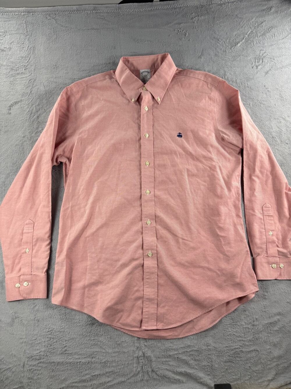 Brooks Brothers Shirt Mens Large Pink Regent Oxford Button Down Casual Logo
